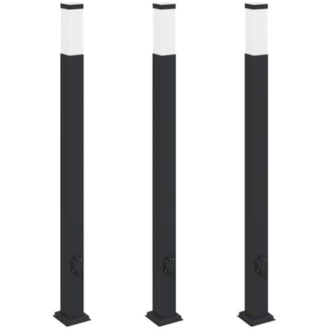 Pollerleuchten mit Steckdose 3 Stk. 110 cm Schwarz IP44 vidaXL