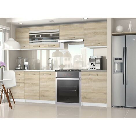 POLLEY | Cucina Componibile Lineare Componibile L 240/180 cm 7 pz | Piano di lavoro INCLUSO | Set di mobili da cucina
