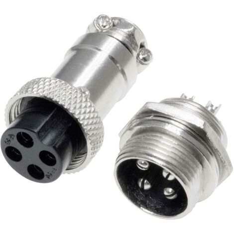 Pollin 453553 Connecteur rond embase femelle, mâle Nombre total de pôles: 4 1 set D733492