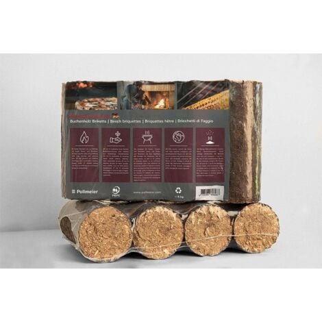 BURI Pollmeier Buchenholzbriketts 6kg Holzbriketts Buchenbriketts Brennholz Kaminholz