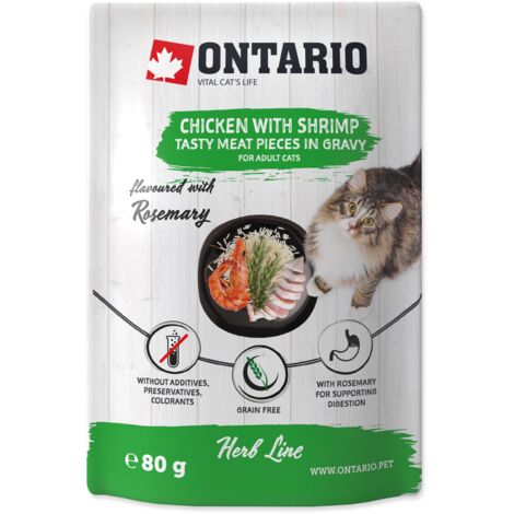 Pollo alle erbe aromatiche Ontario CAT, gamberi, riso, rosmarino in salsa 80 g