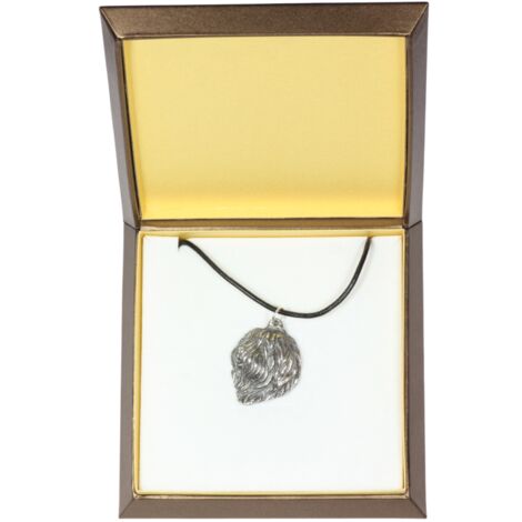 Polnischer Niederungshütehund, PON - eine Halskette mit Hund in einer Geschenkbox, ein versilbertes Medaillon für einen Hundefan, ein beeindruckender Anhänger von Art-Dog