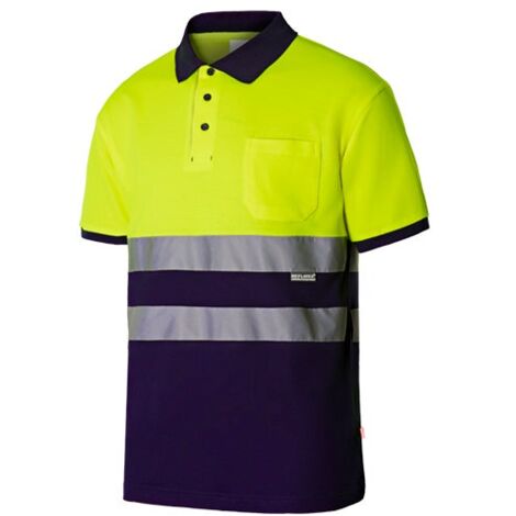 POLO ALGODÓN BICOLOR MC AV AZUL NAVY/AMARILLO FLÚOR S