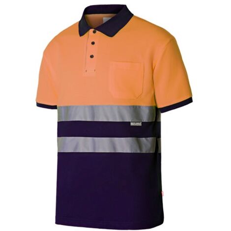 POLO ALGODÓN BICOLOR MC AV AZUL NAVY/NARANJA FLÚOR S