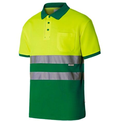 POLO ALGODÓN BICOLOR MC AV VERDE/AMARILLO FLÚOR 3XL