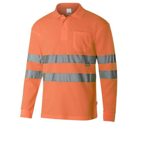 Polo algodón manga larga alta visibilidad 305514  Naranja Fluor - 5XL