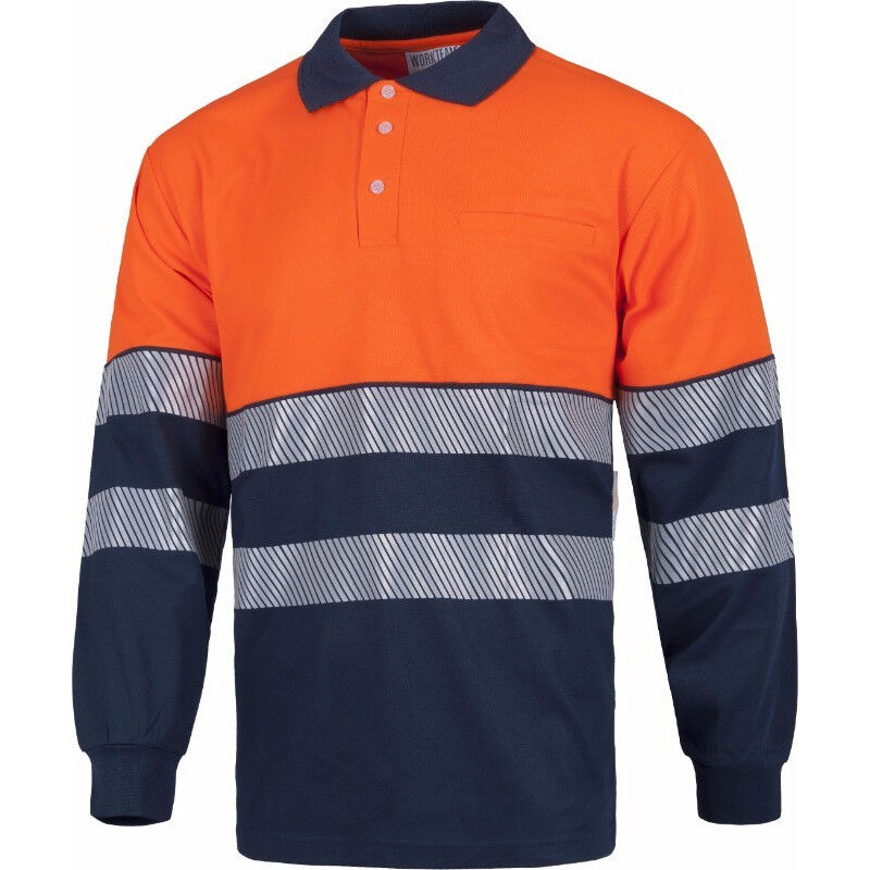 

Polo de Alta Visibilidad con interior en tejido afelpado WORKTEAM C3891 | S - Marino+Naranja A.V.