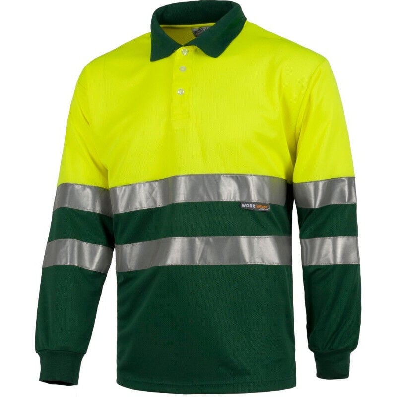 

Polo combinado de Alta Visibilidad con manga larga y cuello clásico WORKTEAM C3870 | S - Amarillo AV+Verde Oscuro