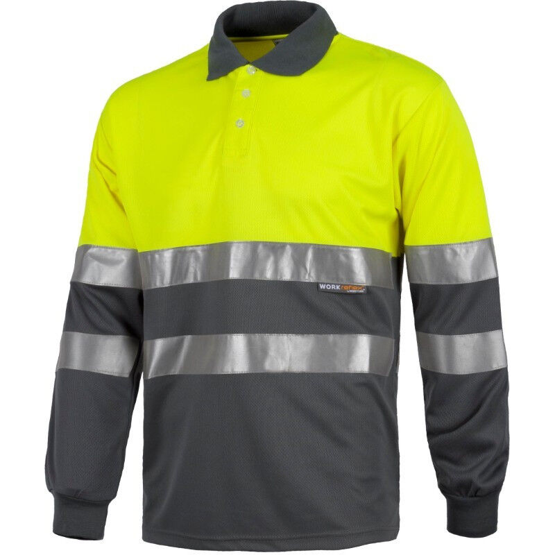 

Polo combinado de Alta Visibilidad con manga larga y cuello clásico WORKTEAM C3870 | S - Amarillo A.V.+Gris