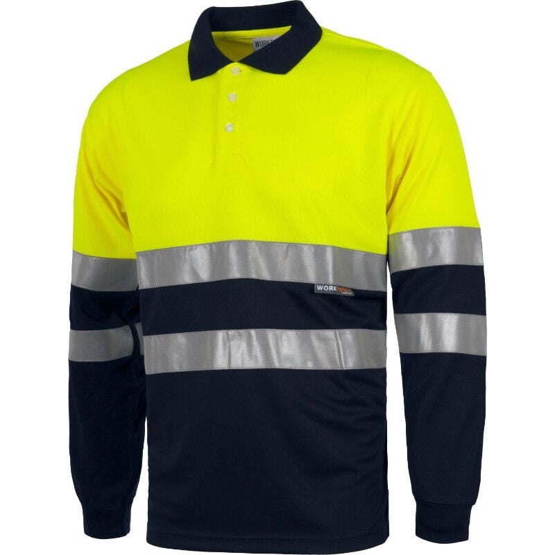 

Polo combinado de Alta Visibilidad con manga larga y cuello clásico WORKTEAM C3870 | S - Amarillo A.V.+Marino