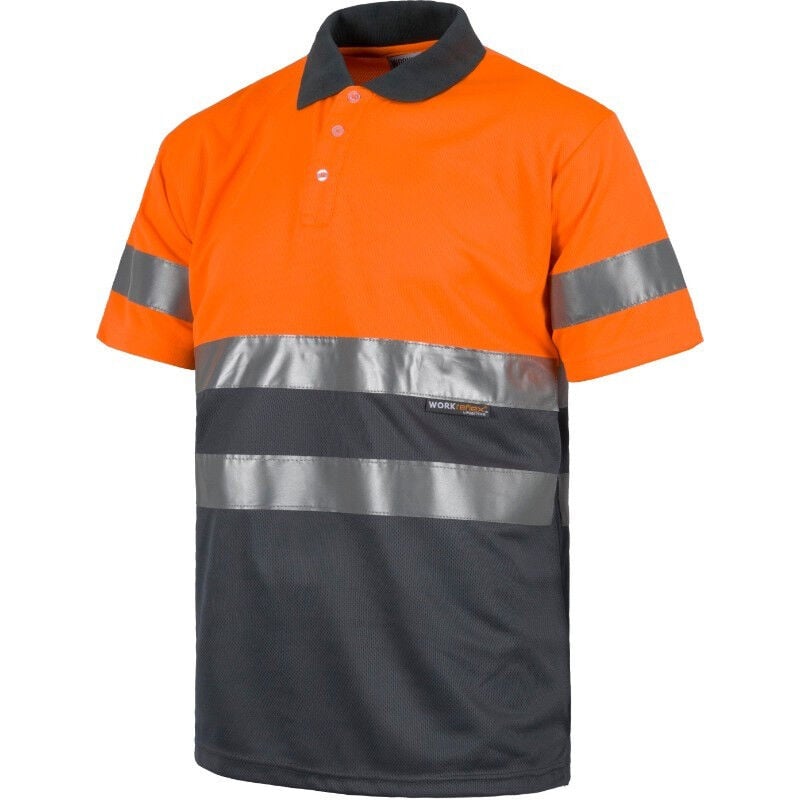 

Polo de Alta Visibilidad manga corta en colores combinados C3860 | S - Naranja AV+Gris - Workteam