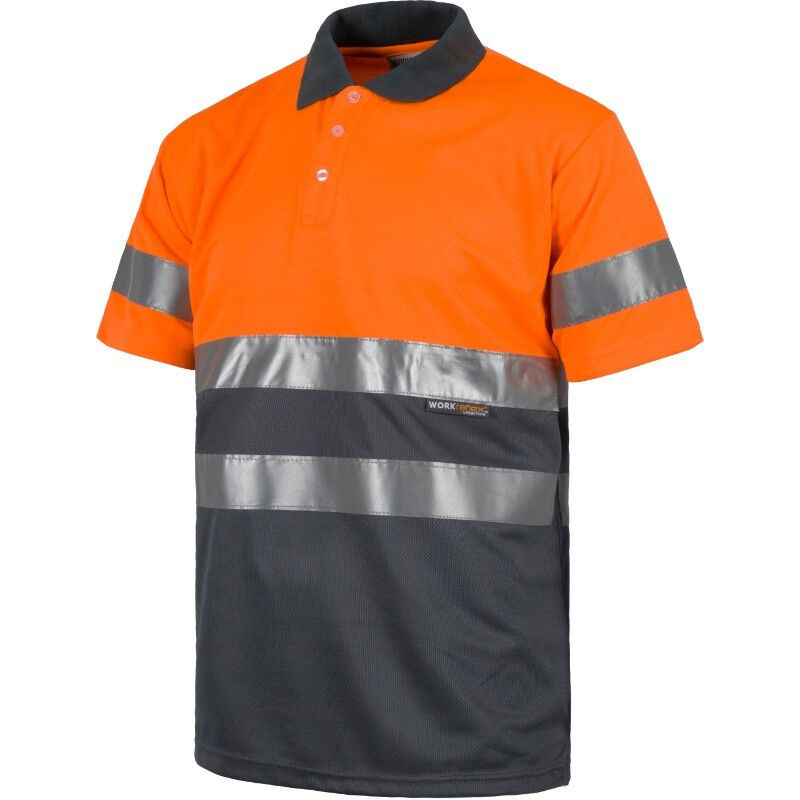 

Polo de Alta Visibilidad manga corta en colores combinados C3860 | L - Naranja AV+Gris - Workteam