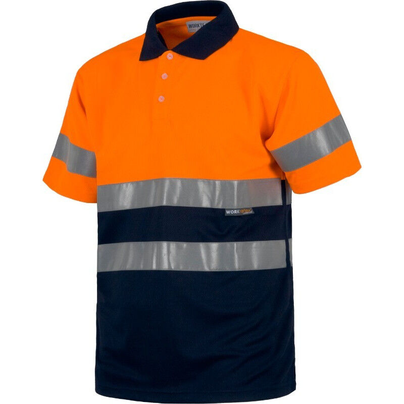 

Polo de Alta Visibilidad manga corta en colores combinados C3860 | L - Naranja A.V.+Marino - Workteam