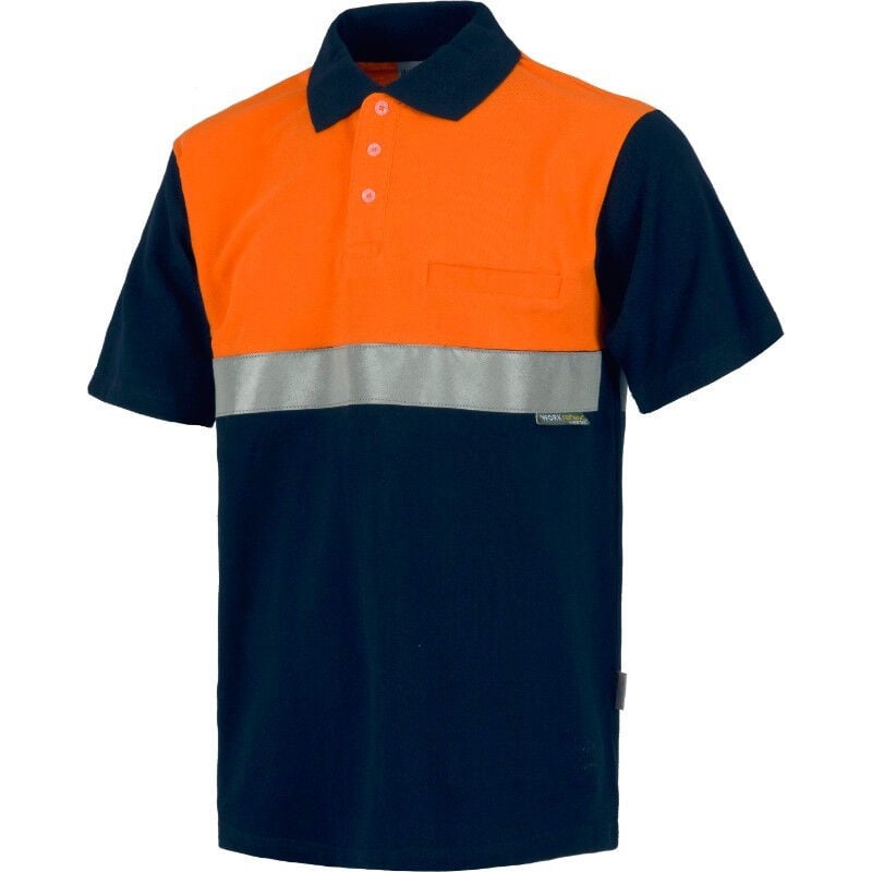 

Polo técnico de algodón de alta visibilidad WORKTEAM C3841 | XL - Marino+Naranja A.V.