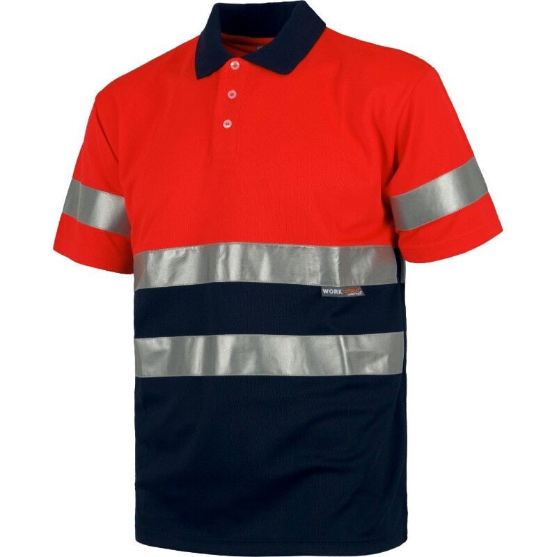 

Polo de alta permeabilidad con cintas reflectantes WORKTEAM C3867 | 3XL - Rojo A.V.+Marino