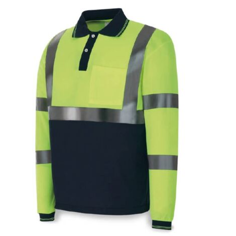 Polo Alta Visibilidad Manga Larga 200g Amarillo Azul Spolfyamls