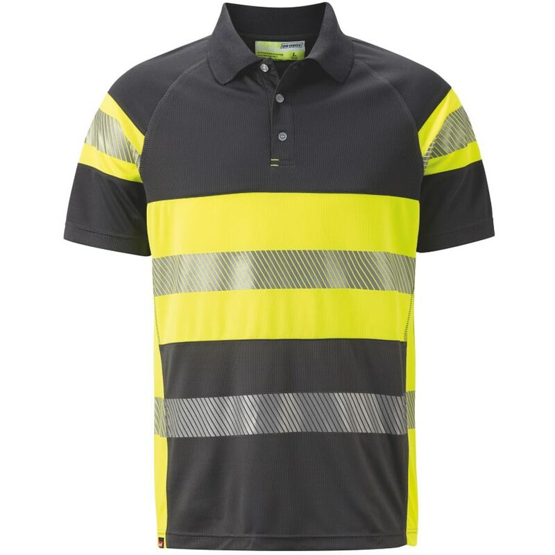Polo alta visibilità, grigio / giallo, Taglia