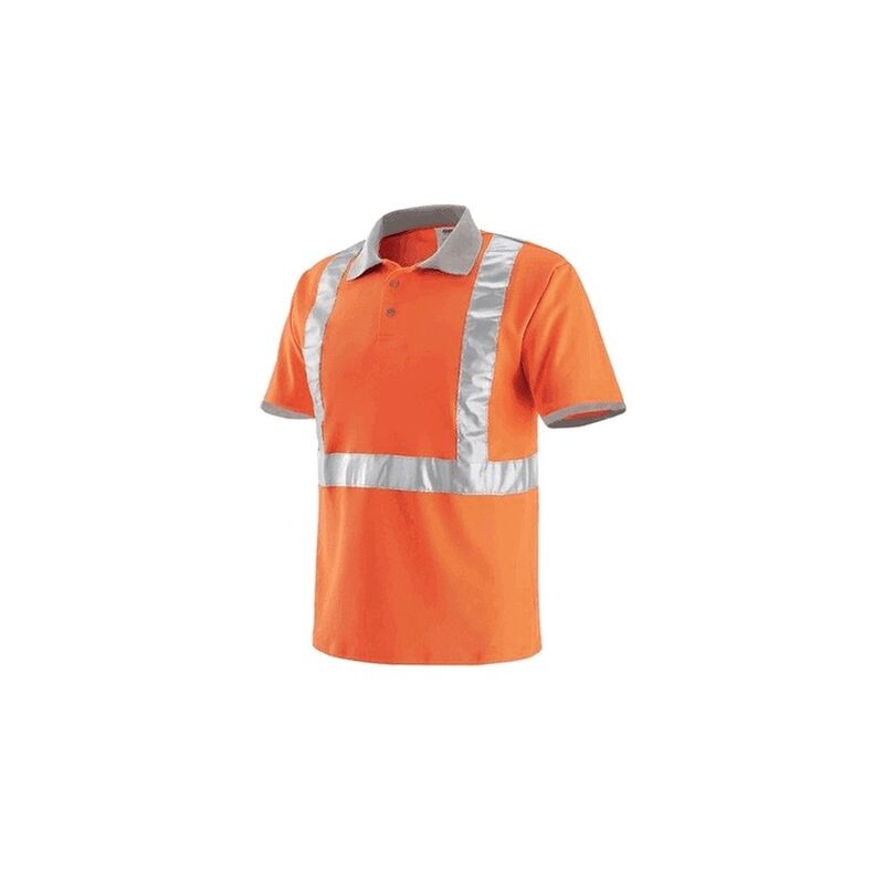 Image of Polo da lavoro alta visibilità taglia xxl arancione con fasce catarinfrangenti adatta per edilizia Arancione e grigio xxl