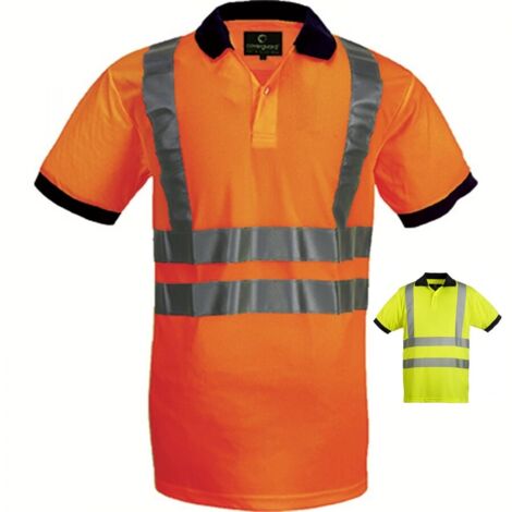 POLO alta visibilità da lavoro catarifrangente t-shirt S--XXXL 140 g/m GIALLO FLUO XL