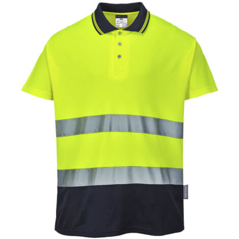 Polo bicolor Cotton Comfort de tejido transpirable cuello a contraste S174 M Amarillo/Marino