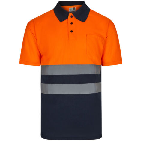 POLO BICOLOR MC AV AZUL MARINO/NARANJA FLÚOR S