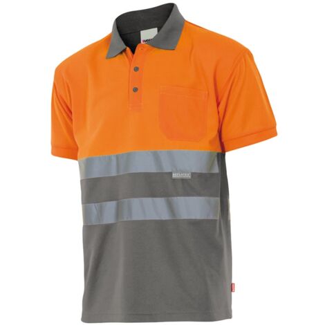 POLO BICOLOR MC AV GRIS/NARANJA FLÚOR 3XL