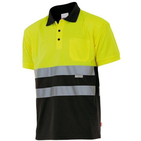 POLO BICOLOR MC AV NEGRO/AMARILLO FLÚOR 2XL