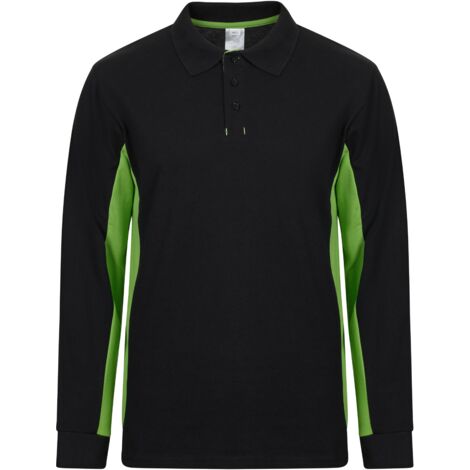 POLO BICOLOR ML NEGRO/VERDE LIMA 3XL