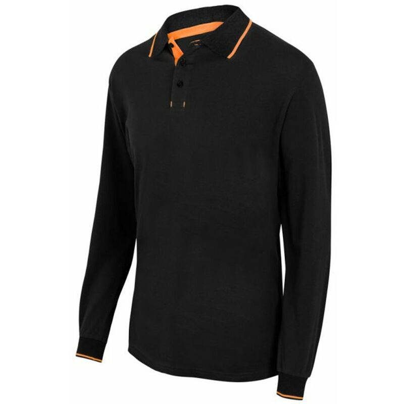 

POLO BICOLOR RAYA MANGA LARGA Negro XL