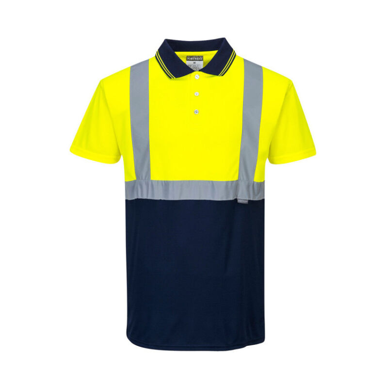 Polo de trabajo bicolor diseño casual flúor cintas reflectantes Portwest S479