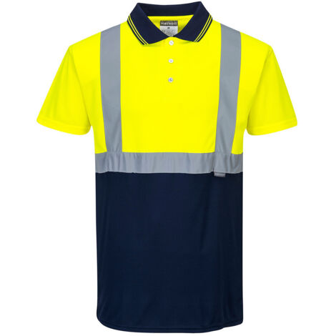 Polo Bicolore couleur : Jaune/Marine taille M - PORTWEST