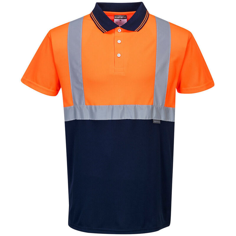 Polo Zweifarbig Farbe, Orange/navy Größe L - Portwest