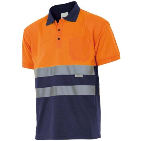 Polo bicolore manches courtes haute visibilité VELILLA Orange / Navy XL.