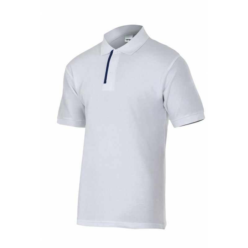 

Polo blanco/gris de manga corta combinado con vivos Serie P105502 | 3XL - Blanco / Azulina - Velilla