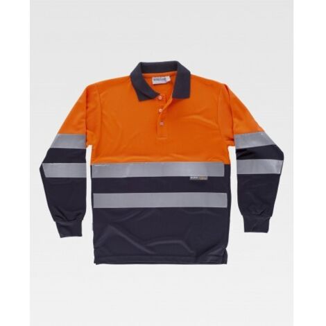 Polo combinado de Alta Visibilidad con manga larga y cuello clásico WORKTEAM C3870