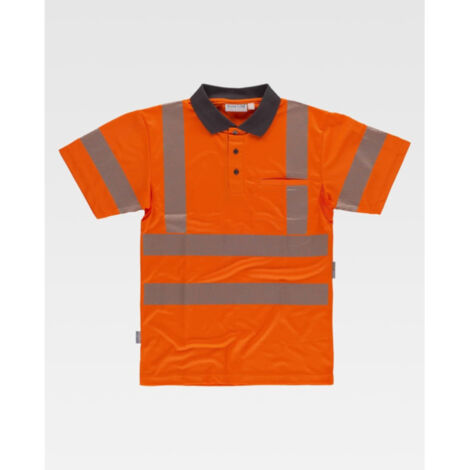 Polo combinado flúor de alta visibilidad con reflectantes segmentadas C3882 WORKTEAM XL Gris+Naranja A.V.
