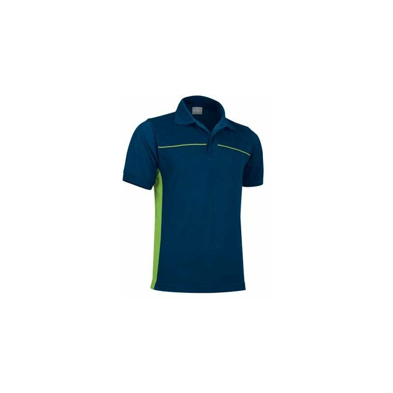 

Polo con bandas en pecho y laterales Thunder | L - Azul marino / Verde manzana - Valento