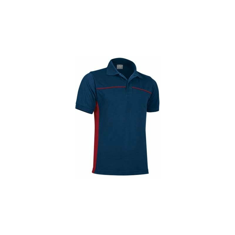 

Polo con bandas en pecho y laterales Thunder | XL - Azul marino / Rojo loto - Valento