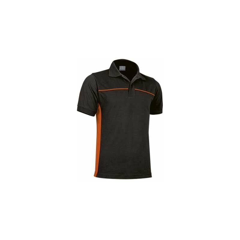 

Polo con bandas en pecho y laterales VALENTO Thunder | L - Negro / Naranja fiesta