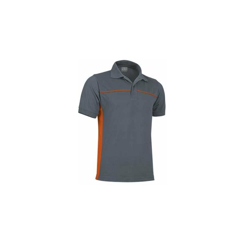 

Polo con bandas en pecho y laterales Thunder | L - Gris cemento / Naranja fiesta - Valento