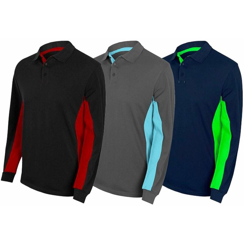 Image of Polo da lavoro a maniche lunghe Velilla 105514 - m - Blu/Rosso - Blu/Rosso