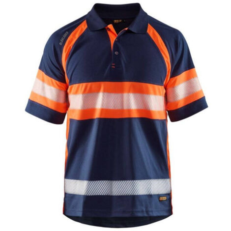 Polo da lavoro alta visibilità anti-UV 3338 - Blu marino/arancione fluorescente XXL