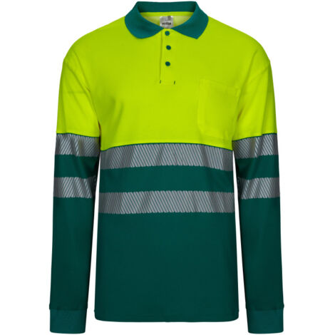 Polo de algodón bicolor manga larga Reflatex RS de alta visibilidad Serie 305525 VELILLA