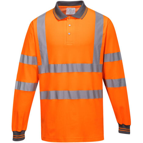 Polo de algodón mayoritario de manga larga Naranja 3XL