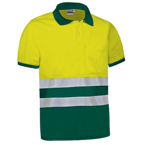 Polo de Alta Visibilidad bicolor con manga corta y bolsillo DELAWARE 3XL Amarillo fluor / Verde botella