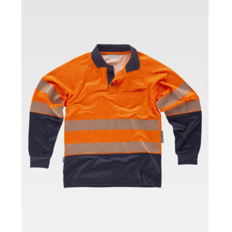 Polo de alta visibilidad con cintas reflectantes segmentadas, interior de algodón C3896 WORKTEAM XXL Naranja A.V.+Marino