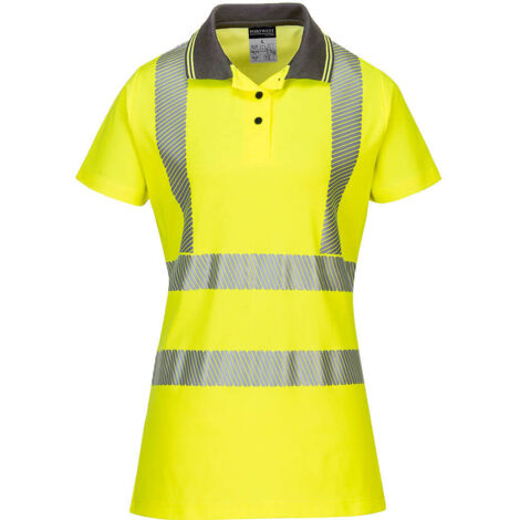 Polo de alta visibilidad Cotton Confort Pro para mujer / Amarillo Gris / XL
