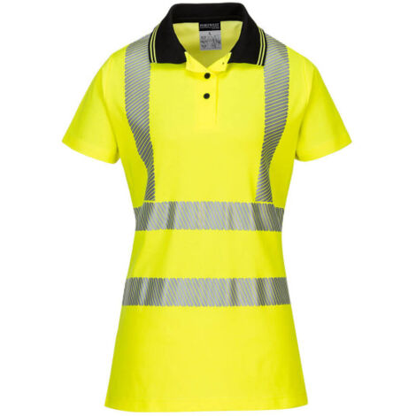 Polo de alta visibilidad Cotton Confort Pro para mujer Amarillo/Negro S