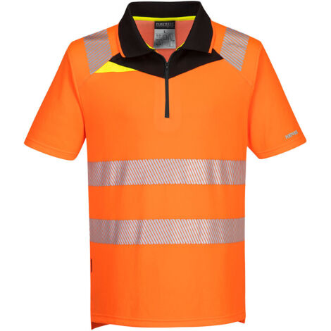 Polo de Alta Visibilidad de Manga Corta DX4 Naranja/Negro 4XL