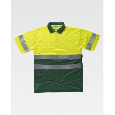 Polo de Alta Visibilidad manga corta WORKTEAM en colores combinados C3860 XXL Amarillo AV+Verde Oscuro